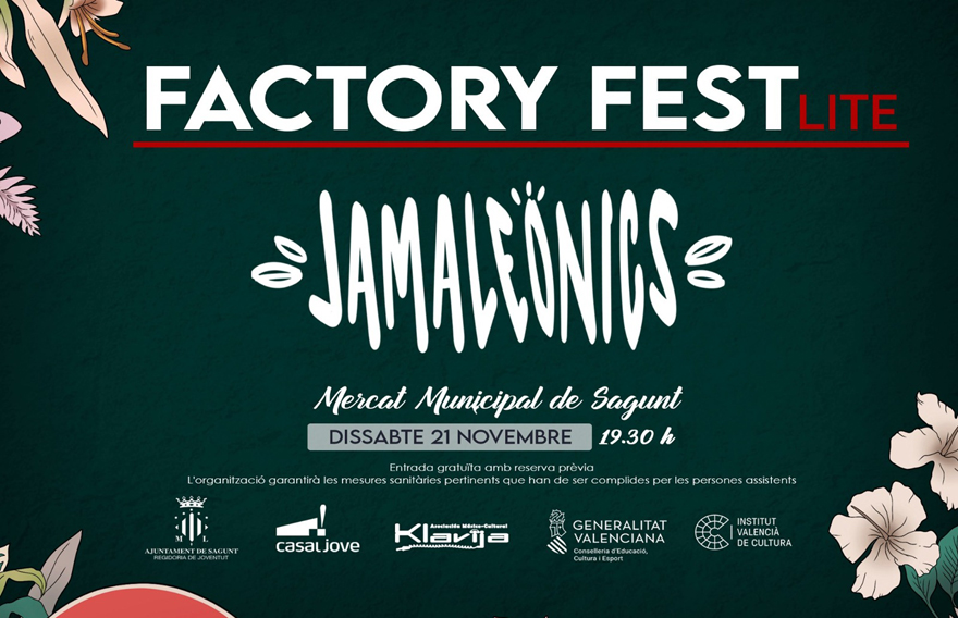 Els concerts del Factory Fest Lite continuen este dissabte amb l'actuació de Jamaleonics