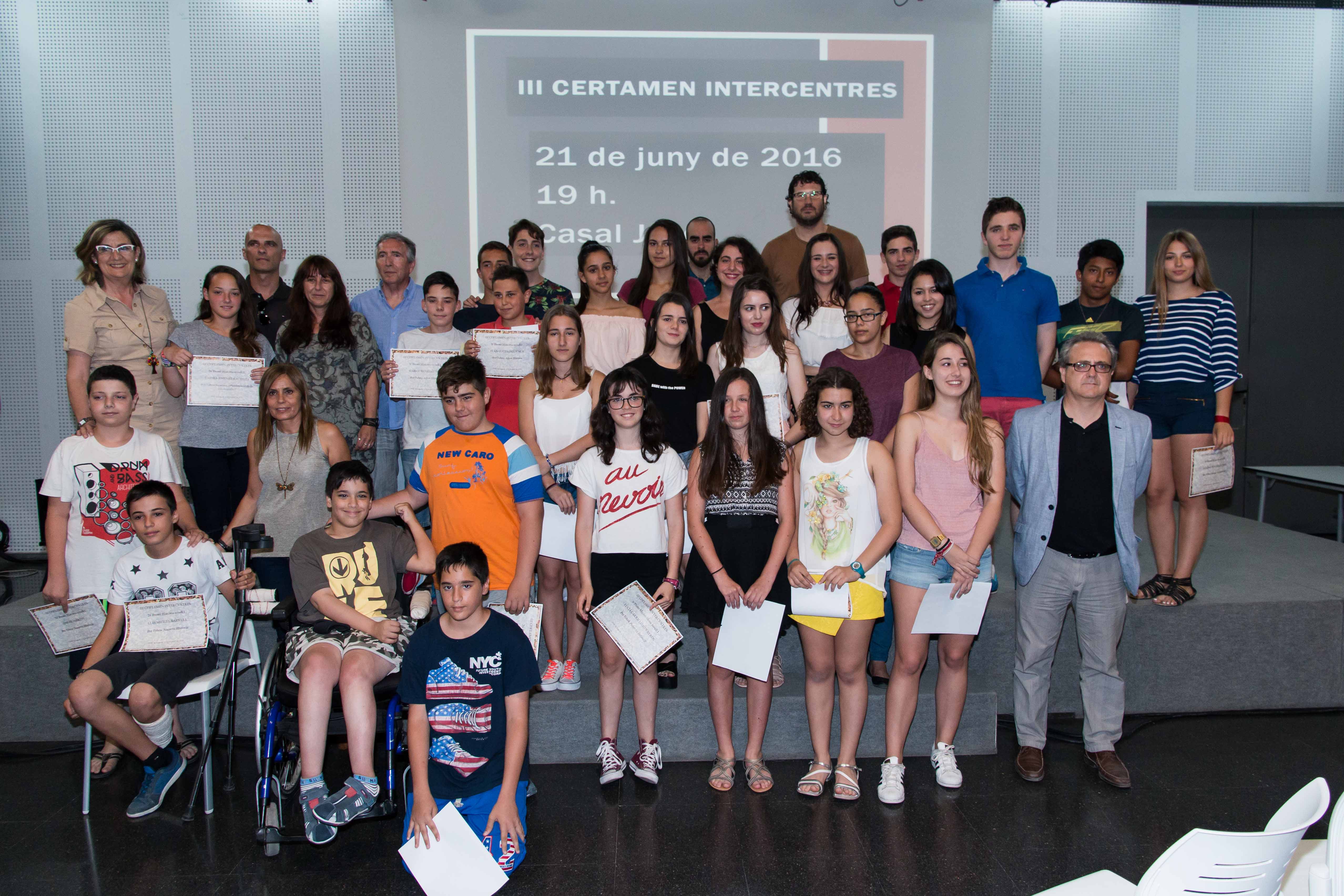 El III Certamen Intercentres va lliurar els seus premis en el Casal Jove