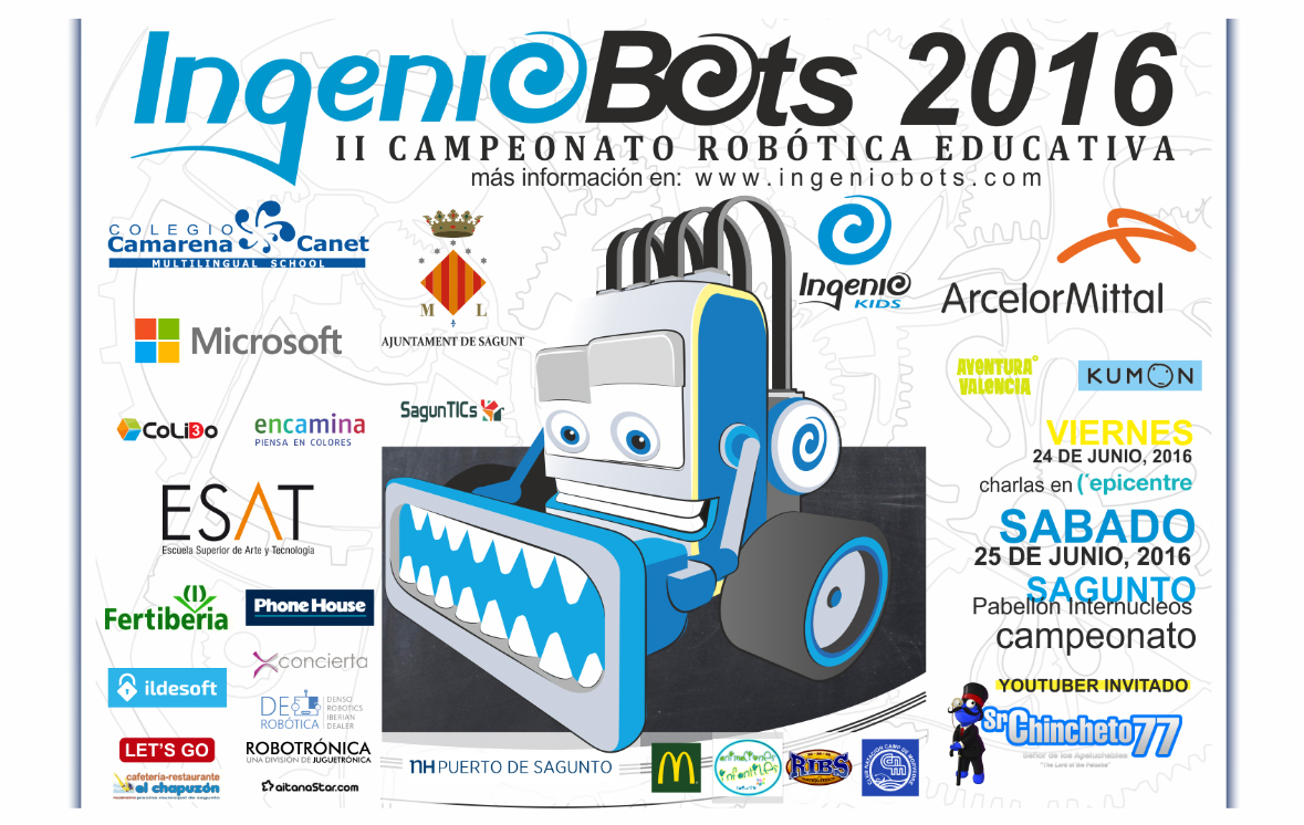 Ingeniokids en col·laboració amb l'Ajuntament de Sagunt i ArcelorMittal organitza el campionat de robòtica IngenioBots