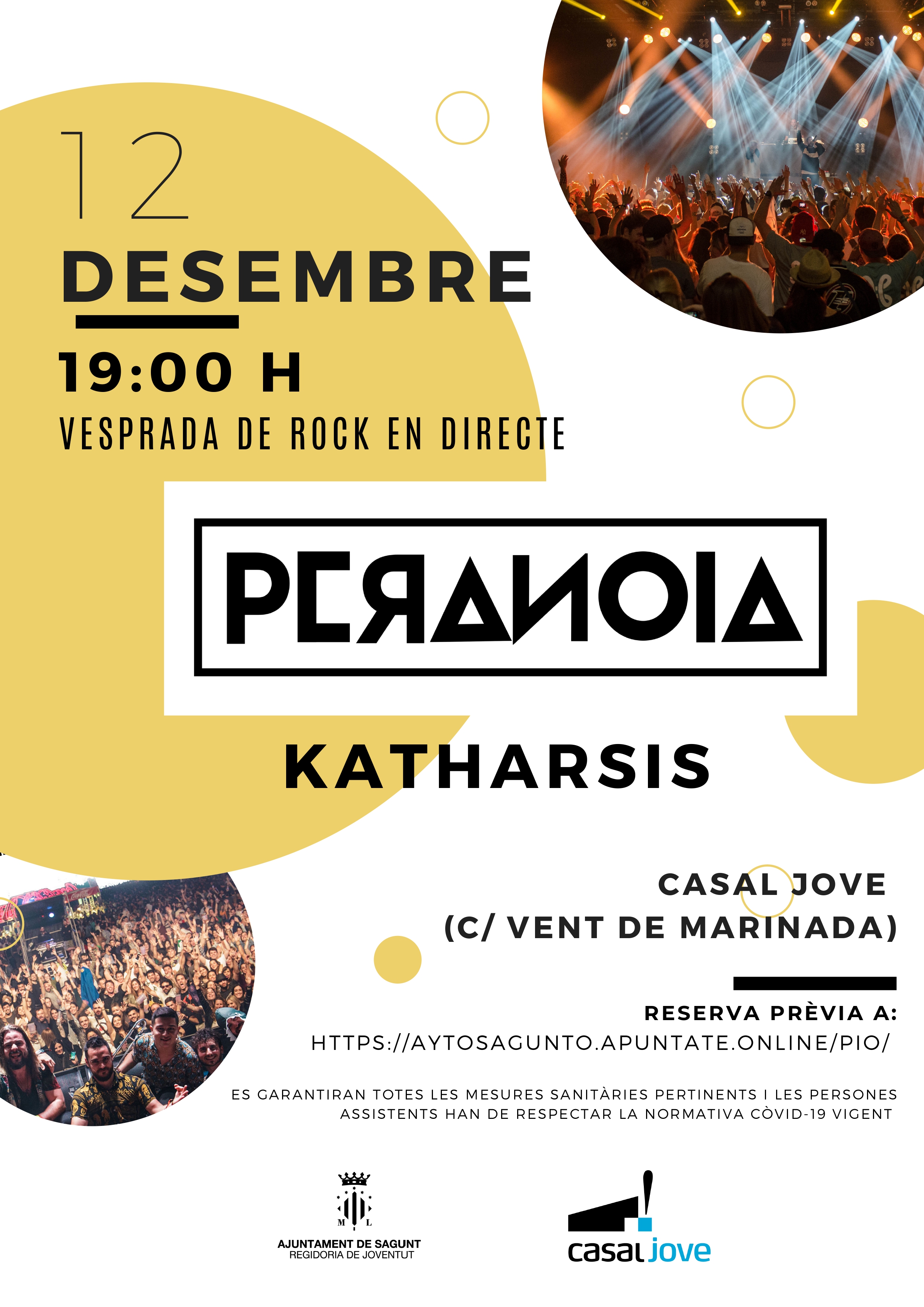 Este cap de setmana actuaran a Sagunt els grups Peranoia, Katharsis i el cantautor Javi Cobo