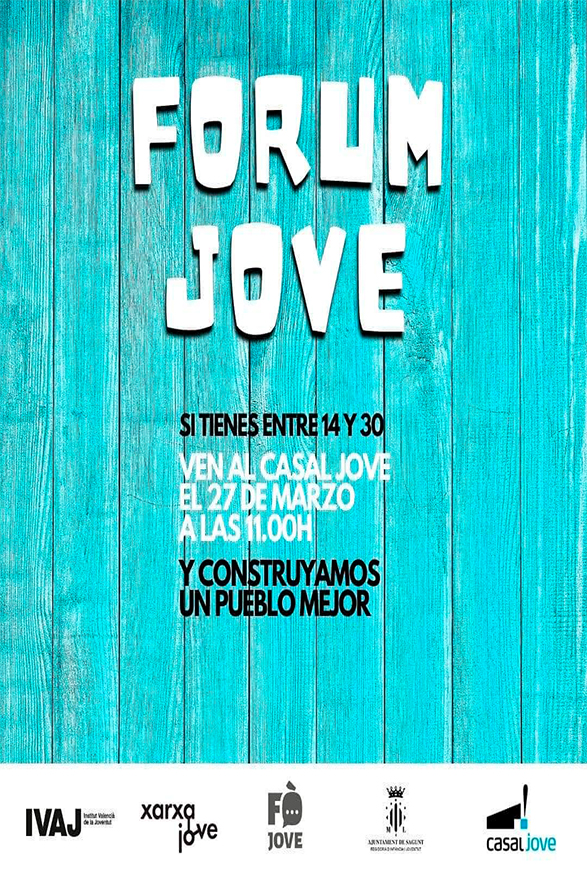 El Fòrum Jove tindrà lloc el pròxim 27 de març en el Casal Jove del Port de Sagunt 