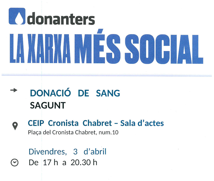 Sagunt acull la nova campanya de donació de sang del Centre de Transfusió de la Comunitat Valenciana